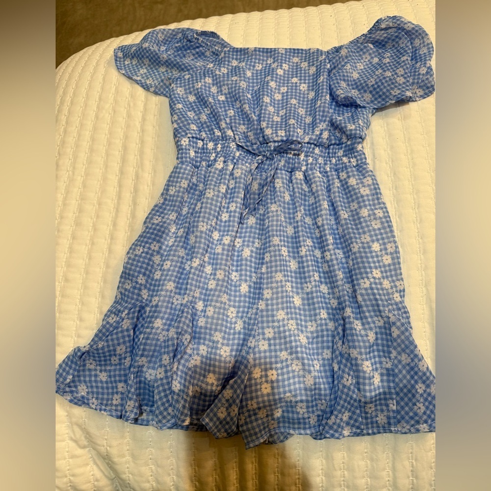 Trixxi Blue Floral Girl’s Romper Size S (5-6)